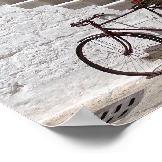 Oude fiets en winkel in Apulië Poster (Hoek)