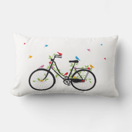 Oude  fiets met bloemen en vogels kussen