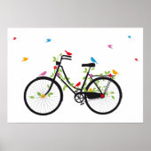 Oude  fiets met bloemen en vogels poster (Voorkant)