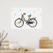 Oude  fiets met bloemen en vogels poster (Keuken)