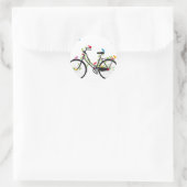 Oude  fiets met bloemen en vogels ronde sticker (Tas)