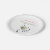 Oude fiets met fashioned roze rozen papieren bordje (Gekanteld)