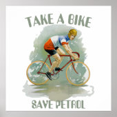 Oude fiets, sparen benzine, voeg tekst Poster toe (Voorkant)