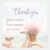 Oude fiets verlovingsfeestje cadeautje Dank je wel Vierkante Sticker (Voorkant)