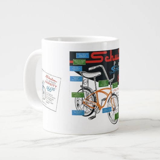 Oude fietsadvertentie grote koffiekop (Links)