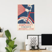 Oude fietsadvertentieposter Eenvoud Kunstprint Poster (Thuiskantoor)