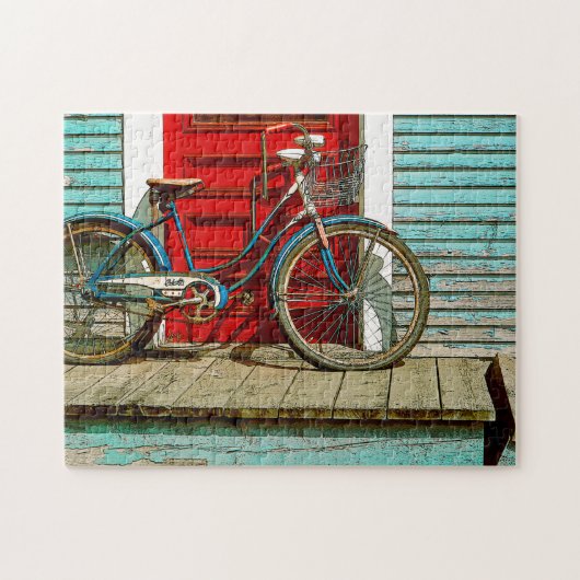 Oude Fietsfoto puzzel met geschenkdoos (Horizontaal)