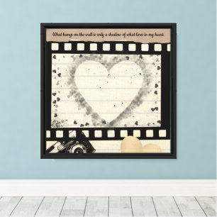 Oude Film Liefdeshart Canvas – Vintage Romantiek M Afdruk