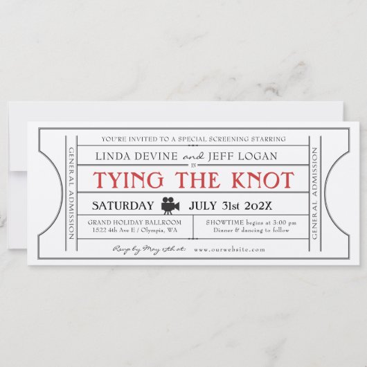 Oude film trouwkaart uitnodiging (Voorkant)
