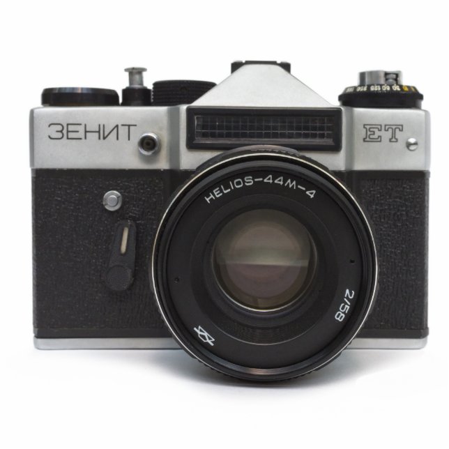 Oude filmcamera staand fotobeeldje  (Voorkant)