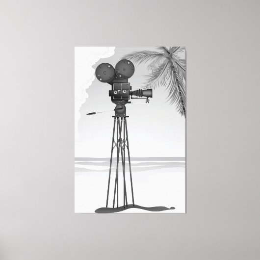 Oude filmcamera uit de filmwereld. canvas afdruk (Voorkant)