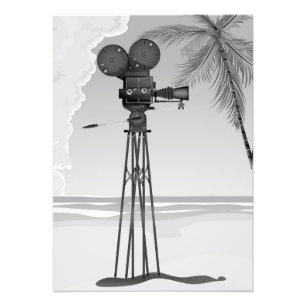 Oude filmcamera uit de filmwereld. foto afdruk