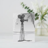 Oude filmtijd  filmcamera. briefkaart (Staand voorkant)