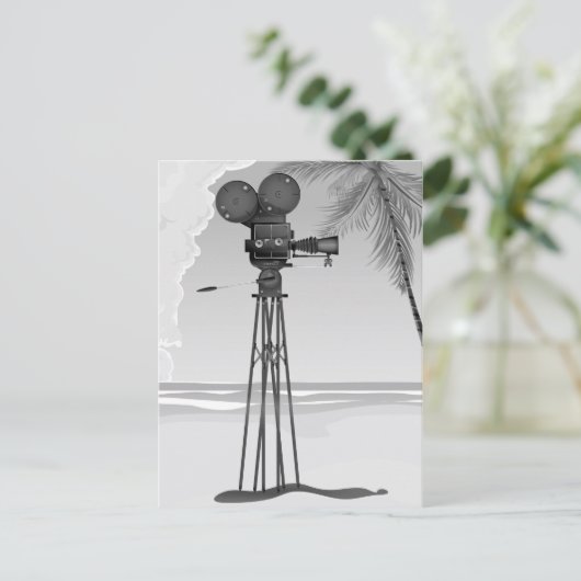 Oude filmtijd  filmcamera. briefkaart (Staand voorkant)