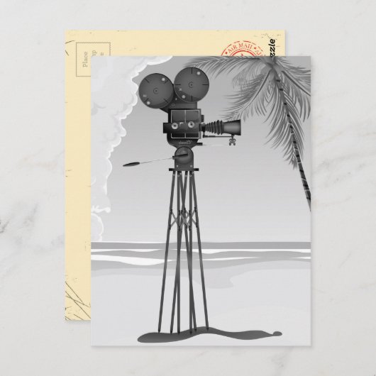 Oude filmtijd  filmcamera. briefkaart (Voorkant / Achterkant)