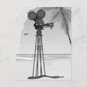 Oude filmtijd  filmcamera. briefkaart