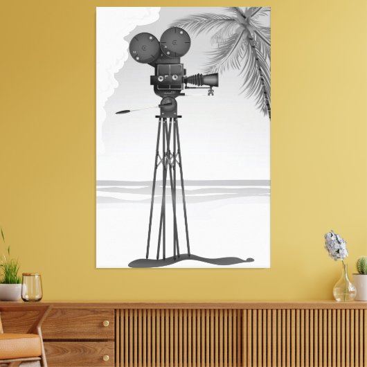 Oude filmtijd  filmcamera. canvas afdruk (Insitu (Woonkamer))