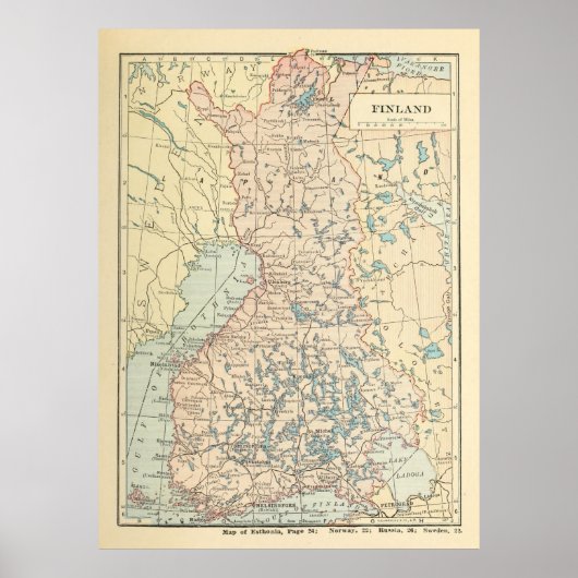 Oude Finse kaart (1923)  Finse atlas Poster (Voorkant)