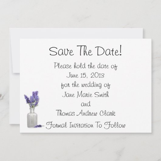 Oude flacon met lavendel Sla de datum op Save The Date (Achterkant)