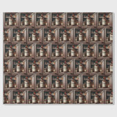 Oude fles in een medicijnkastje cadeaupapier (Vlak)