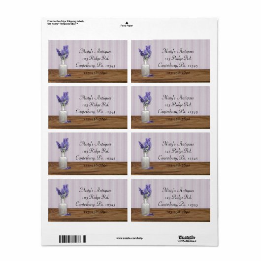 Oude fles met etiket op lavendel (Full Sheet)