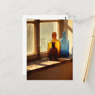 Oude Flessen op de Vensterbank Briefkaart