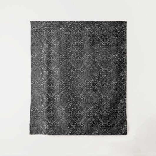 Oude Fleur de Lis | Grunge damast achtergrond Wandkleed (Voorkant)