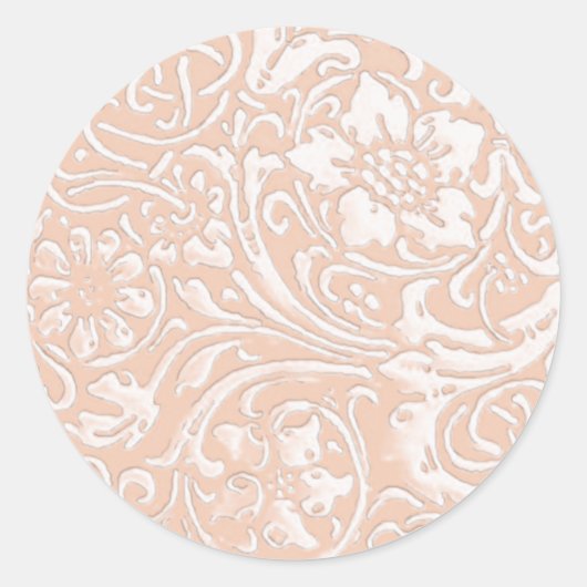 Oude Floral, peach Ronde Sticker (Voorkant)