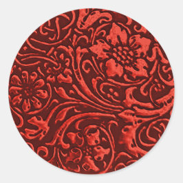 Oude Floral, rood Ronde Sticker