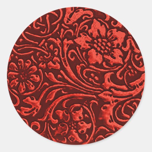Oude Floral, rood Ronde Sticker (Voorkant)