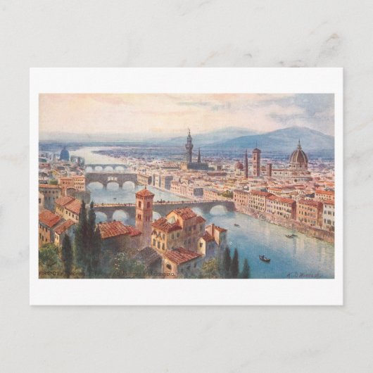 Oude Florence stadsgezicht Briefkaart (Voorkant)