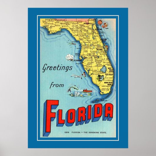 Oude Florida kaart 20x28 poster (Voorkant)