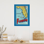 Oude Florida kaart 20x28 poster (Keuken)