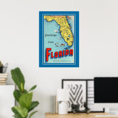 Oude Florida kaart 20x28 poster (Thuiskantoor)