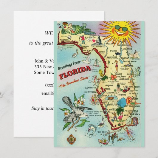 Oude Florida Kaart Verhuisbericht (Voorkant / Achterkant)