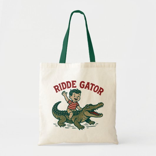 Oude Florida Kitsch Ridde Gator Retro Alligator Tote Bag (Voorkant)