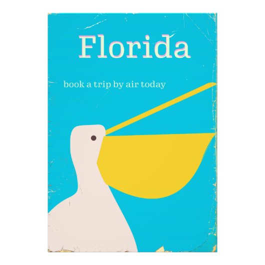 Oude Florida Pelikaan reisposter Foto Afdruk (Voorkant)