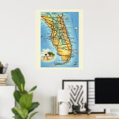 Oude Florida Wegenkaart Poster Print (Thuiskantoor)