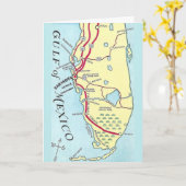 Oude Florida Westkust Kaartkaart Kaart (Gele Bloem)