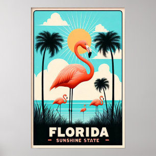 Oude Floridaanse Flamingo Reisposter Poster