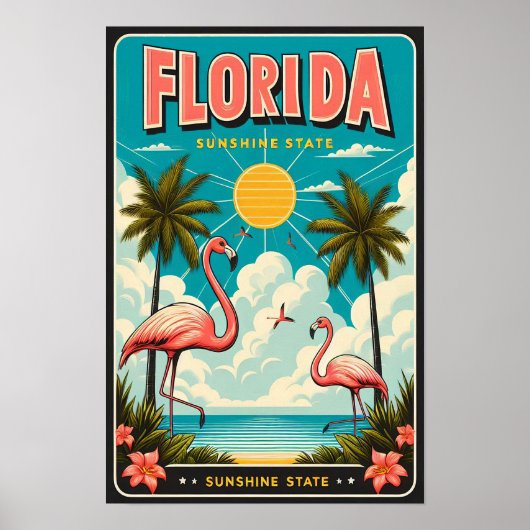 Oude Floridaanse Flamingo Reisposter Poster (Voorkant)