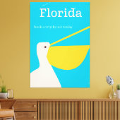 Oude Floridaanse pelikaan reisposter Canvas Afdruk (Insitu (Woonkamer))