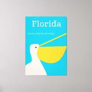 Oude Floridaanse pelikaan reisposter Canvas Afdruk
