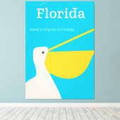 Oude Floridaanse pelikaan reisposter Canvas Afdruk (Insitu (Houten vloer))