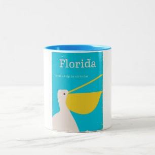 Oude Floridaanse Pelikaan reisposter Tweekleurige Koffiemok