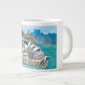 Oude Fly to Australia Reisposter Grote Koffiekop (Voorkant rechts)