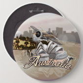 Oude Fly to Australia Reisposter Ronde Button 6,0 Cm (Voorkant /achterkant)