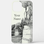 Oude fontein in het park met beeldhouwjongen Case-Mate iPhone case (Achterkant)