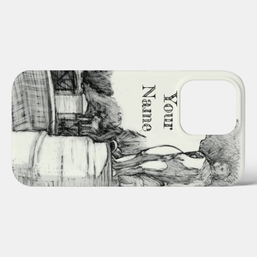 Oude fontein in het park met beeldhouwjongen Case-Mate iPhone case (Achterkant (horizontaal))