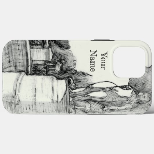 Oude fontein in het park met beeldhouwjongen Case-Mate iPhone case (Achterkant (horizontaal))
